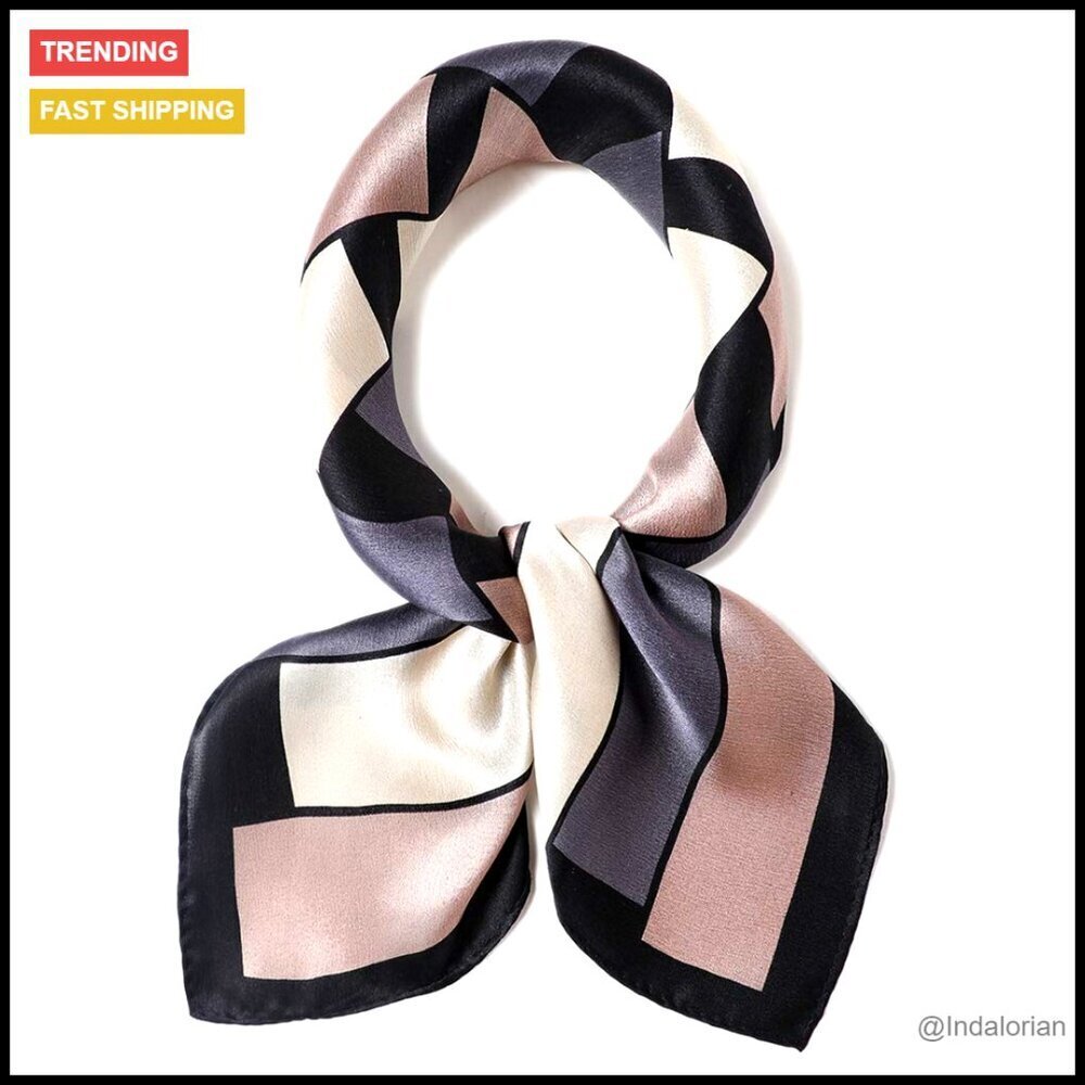 Mulberry Silk Scarf Lightweight Square Neckerchief Elegant Digital Print